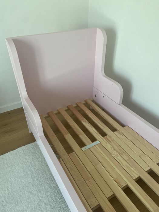 Cama BUSUNGE extensível, rosa claro, 80x200 cm