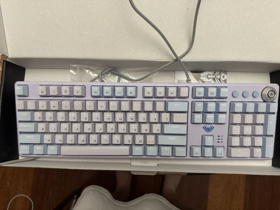 Клавиатура проводная Aula F2088 Pro Mechanical White/Violet + 9 Purple keys