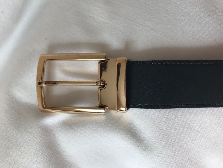 100% нат шкіра нов ремінь 118 см метал жовтий кожа темно-зелена