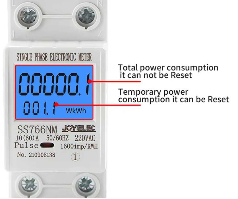 Однофазный электросчетчик CUPRUM SS766NM 60А амперметр ваттметр на DIN