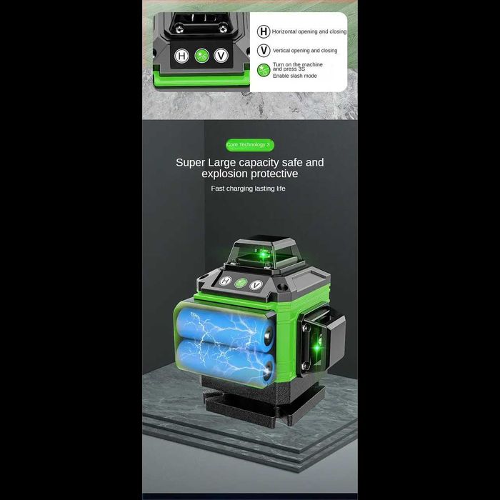 D32-Laser 16 linhas 360 com acessórios bolsa transporte duas baterias