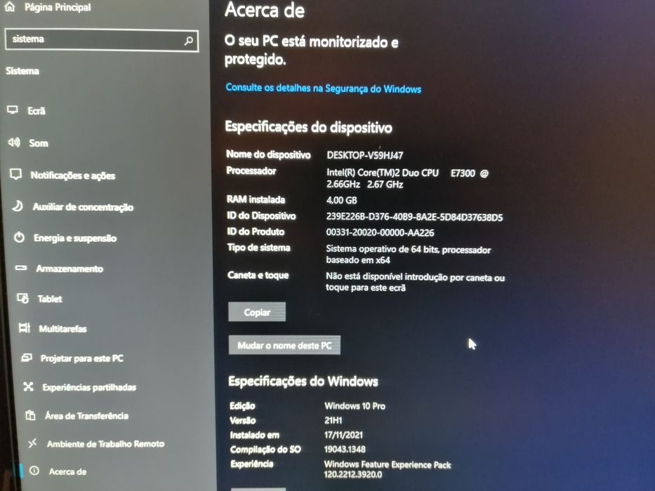 PC HP + monitor Samsung 17 polegadas