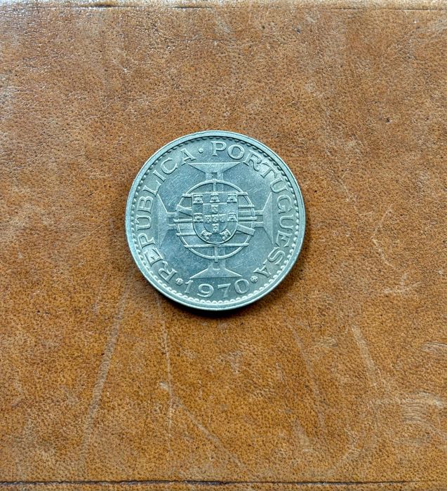 Moeda de 5 Cinco Escudos Timor Colónia de Portugal do Ano de 1970