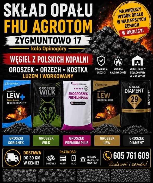 Promocja!!groszek Polski 28-30 MJ, workowany, Diament, LEW, Pellet