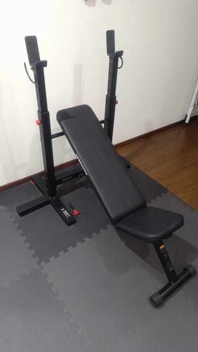 Banco de Musculação Supino Plano, Inclinável, com Suportes de Barra