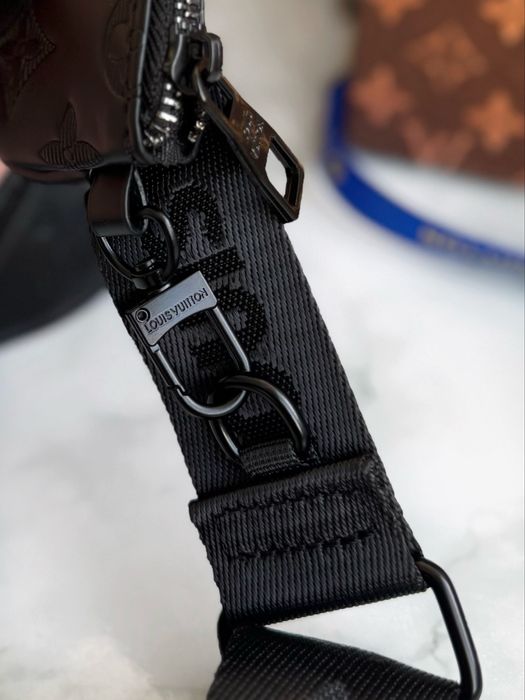 Мужская сумка черная луи витон трио Louis Vuitton Trio кожаная lv