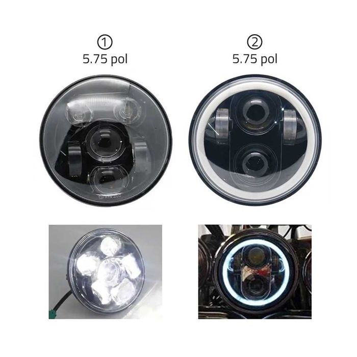 Farol frontal LED 5.75 pol cafe racer bobber chopper