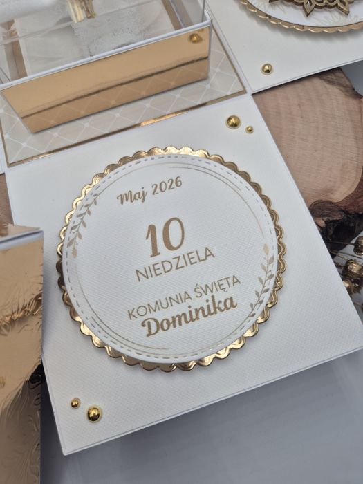ExplodingBox pamiątka Komunia Święta dziewczynki lub chłopca złoto LEN
