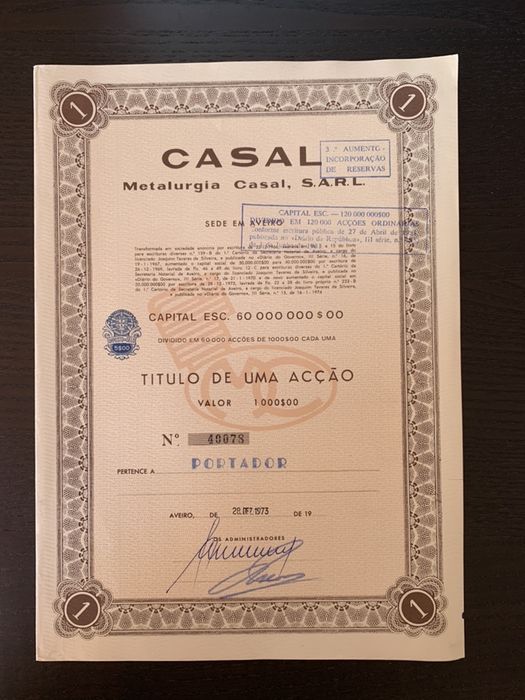 Açoes - CASAL- Metalurgica Sarl - 50 anos de História