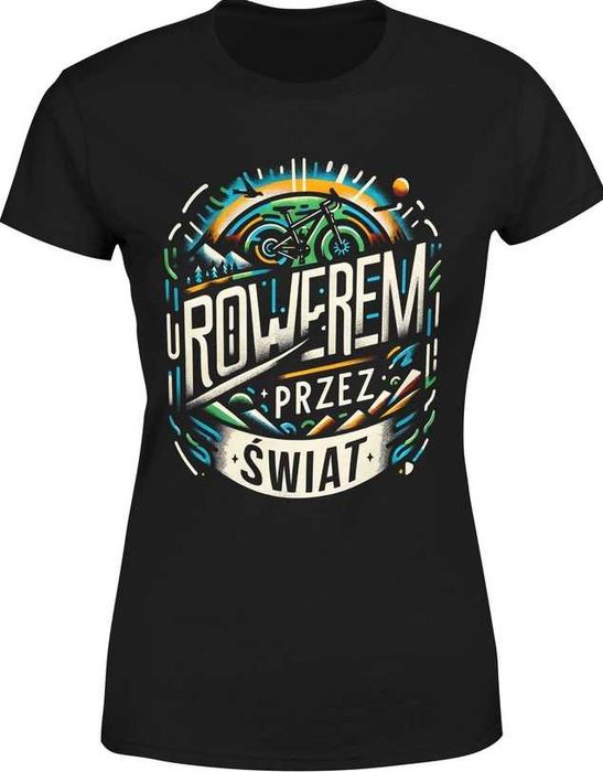 Koszulka damska dla Rowerzysty z rowerem przez świat nowa rozm. L
