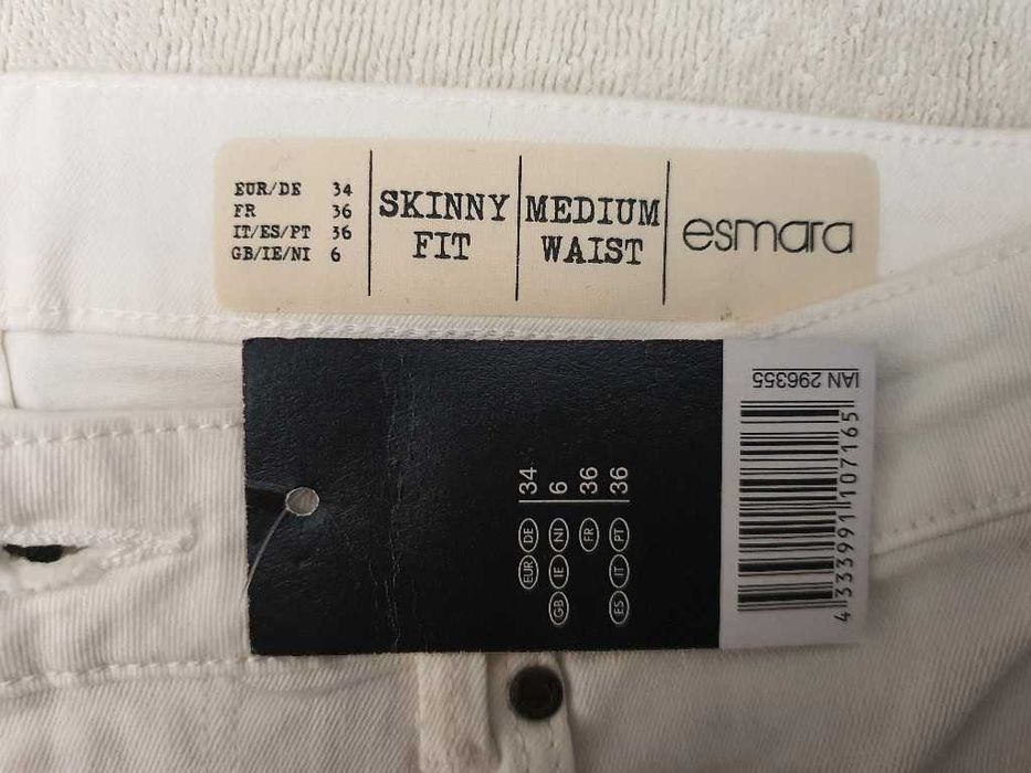 Piękne spodnie damskie ESMARA rozmiar EUR 34 - kolor biały, NOWE