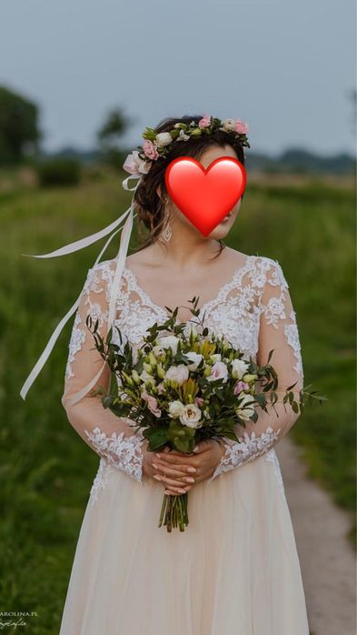 Suknia ślubna Boho XS S + Welon katedralny GRATIS