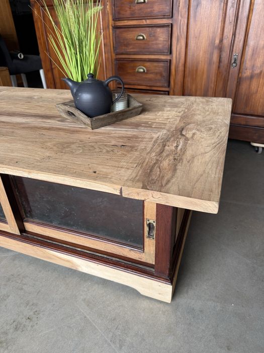 Duża ława stolik kawowy drewniana przesuwne stara retro vintage rustic