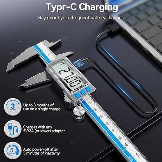 Preciva Suwmiarka cyfrowa 150 mm, ładowalna USB-C, IP54