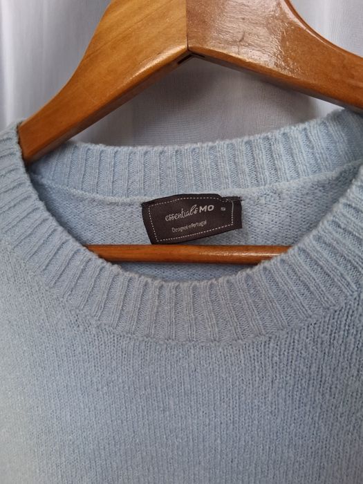 Camisola de malha azul claro da Mo Woman