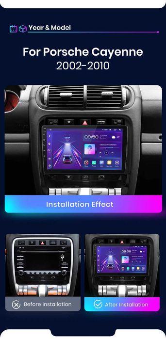Rádio Android Porsche Cayenne 2002-10 Carplay 4/64GB 4G 8-core NOVO
