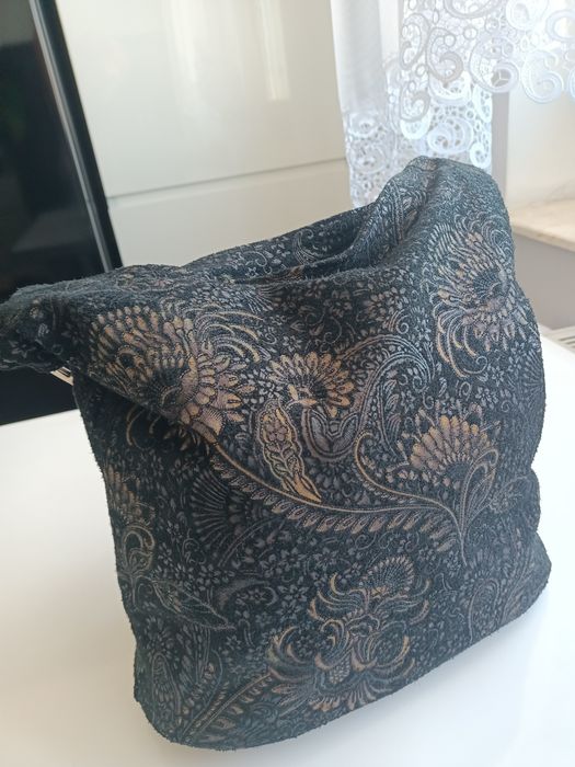 Torebka skórzana zamszowa