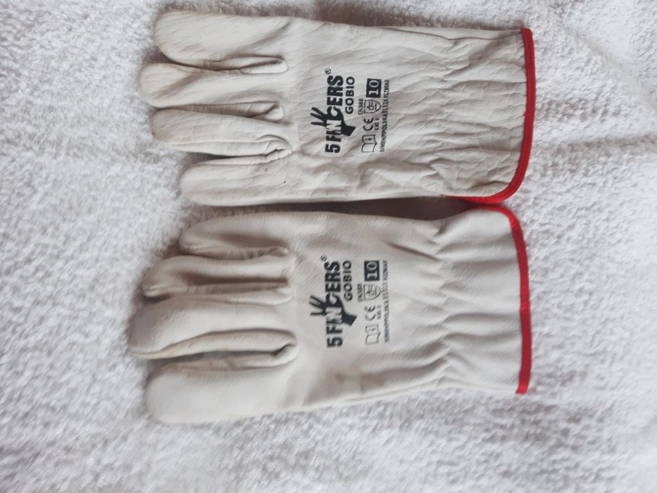 Rękawice skórzane robocze,  duże. Rozm. 10