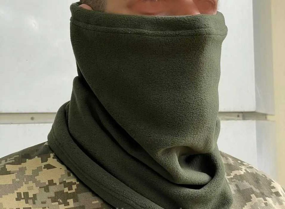 Шарф труба бафф Флисовый Олива 32 х47 см