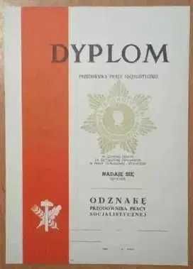 Dyplom Przodownika Pracy Socjalistycznej PRL