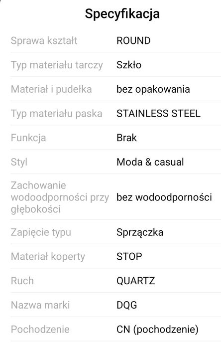Zegarek damski cyrkonie