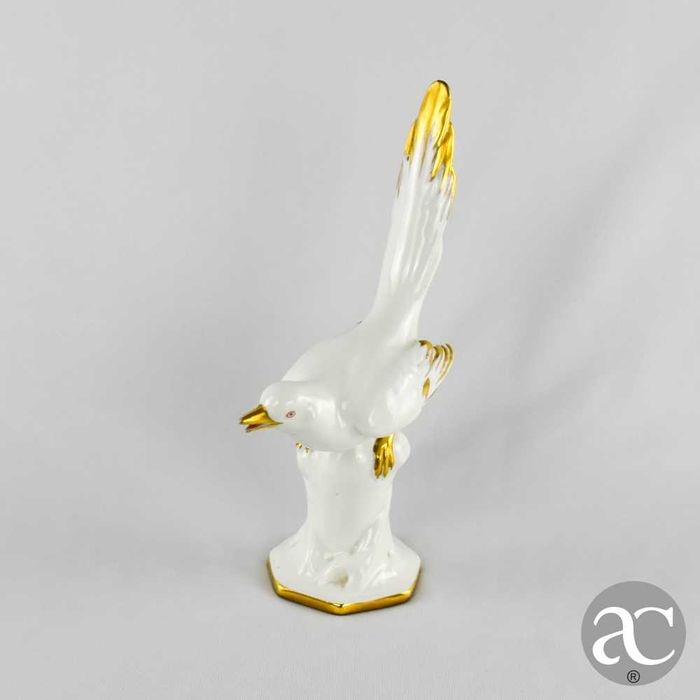 Figura de Melro “Blackbird” porcelana Vista Alegre decoração a dourado
