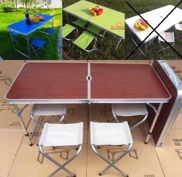 ‼️ Усиленный стол для пикника рыбалки и туризма синий. Стол +4️⃣ стула