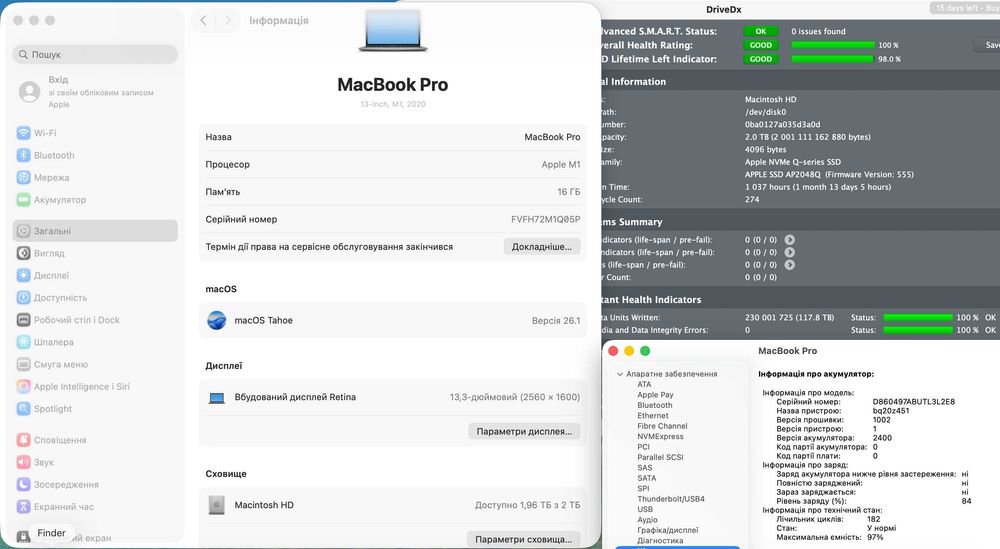 MacBook Pro 13 A2338 2020 M1 16GB 2TB SSD Mdm