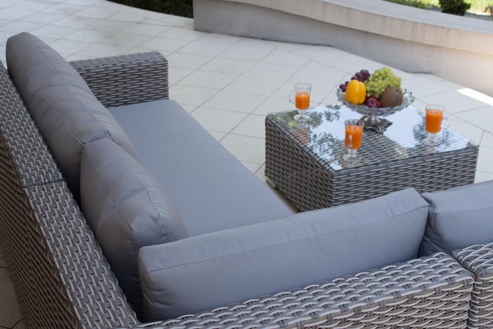 Zestaw meble ogrodowe technorattan  narożnik szary LUCIO