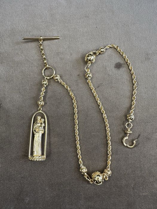 Corrente para relogio de bolso em prata dourada