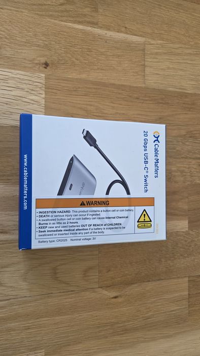 Cable Matters USB-C Switch 20Gbps – USB-C / Thunderbolt 4 – 140W PD