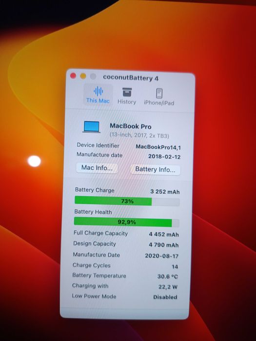 MacBook Pro 13” 2017 A1708 (Macbook Pro 14,1)