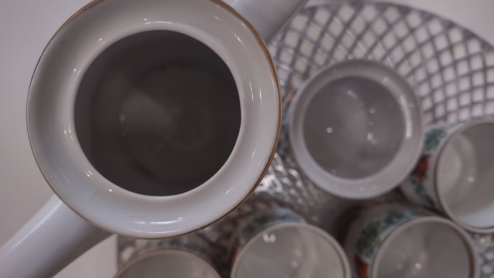 Serwis do kawy PRL kwiaty Porcelana Chodzież