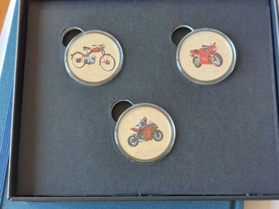 Conjunto 3 Moedas  5€ DUCATI panigale, Ducati 916, Panigale V4