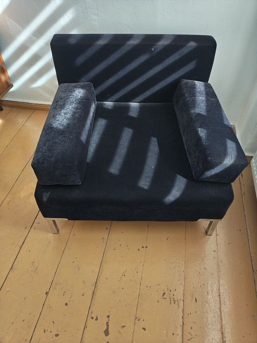 Fotel sofa czarna welurowa