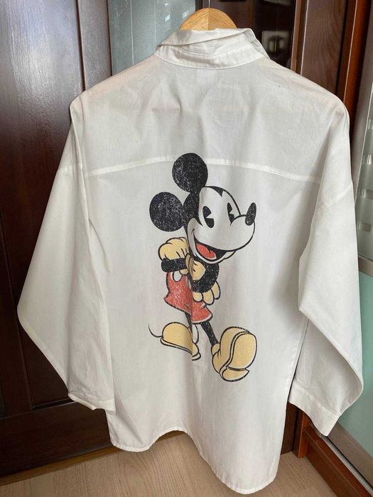 Белая длинная рубашка унисекс с Микки Маусом Disney, размер ХS
