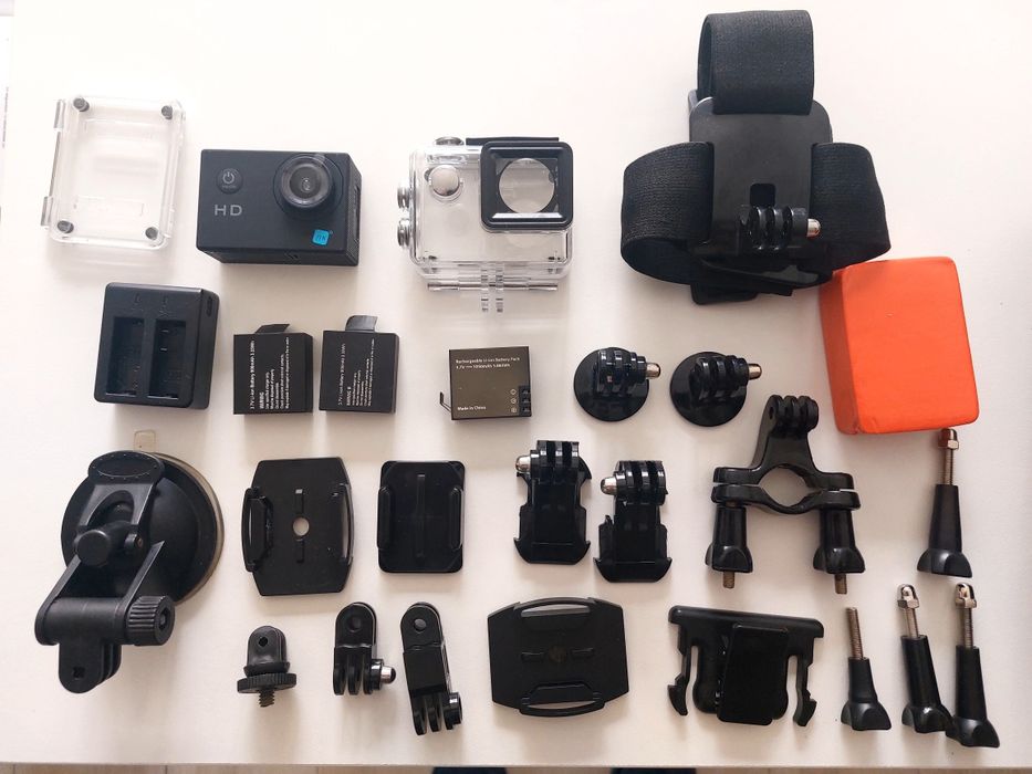 Action cam com acessórios