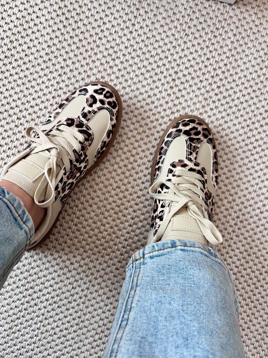 39 Sklep nowe buty sportowe damskie sneakersy panterka beżowe SLA35