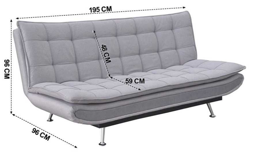 Sofá cama em tecido cor cinza