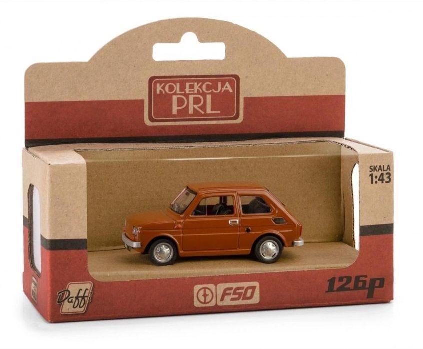 Kolekcja PRL Fiat 126p brązowy blister,143x65 mm
