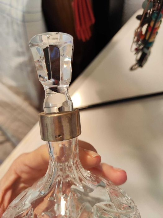 Conjunto 3 frascos em cristal Atlantis com aplicação em prata