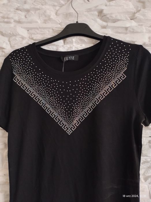 Bluzka czarna cekiny nowa r XS/S/M