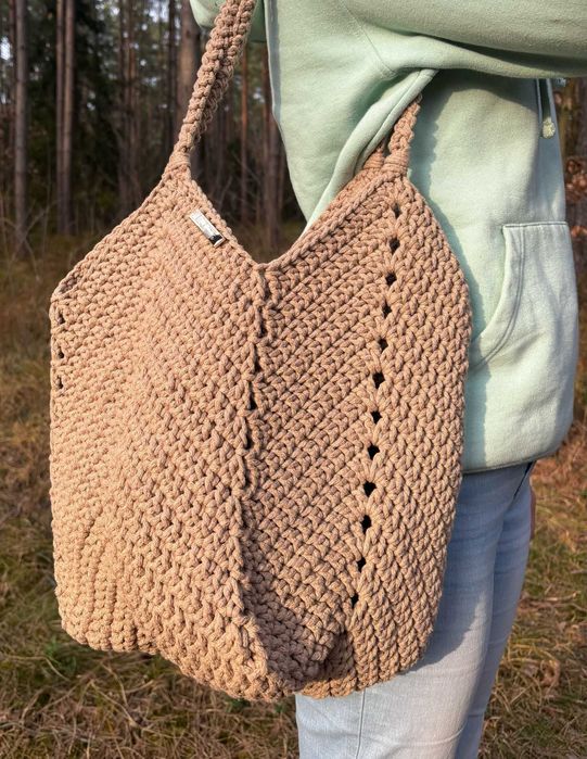 Torebka ze sznurka bawełnianego, handmade