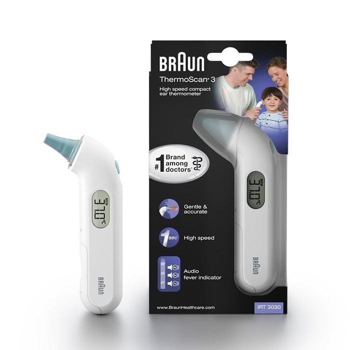 termometr elektroniczny braun thermoscan3 irt3030 biały