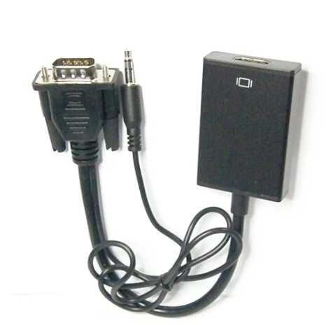 Конвертер VGA в HDMI+ аудио,штекер VGA - гнездо HDMI + штекер 3,5 стерео