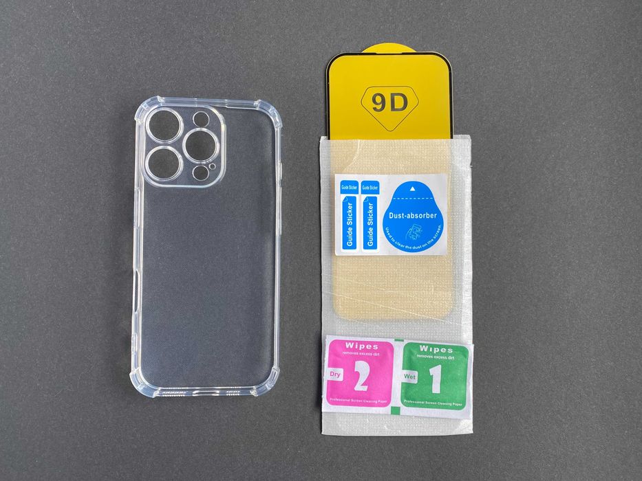 Etui przezroczyste antywstrząsowe do iPhone 16 Pro + szkło 9H 9D
