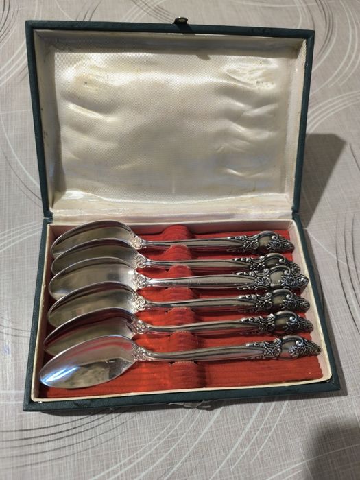 Ложки чайні вінтажні мельхіор набор " Троянда" в подарунковій коробці