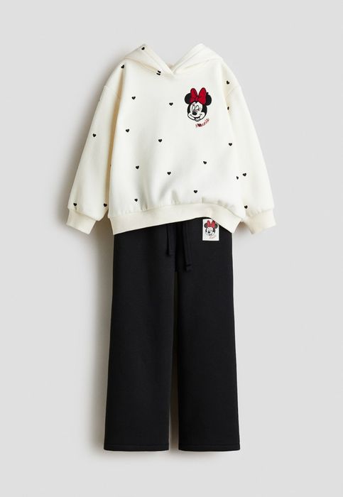Kompet dresowe bluza spodnie myszka Minnie beż czarny H&M 134