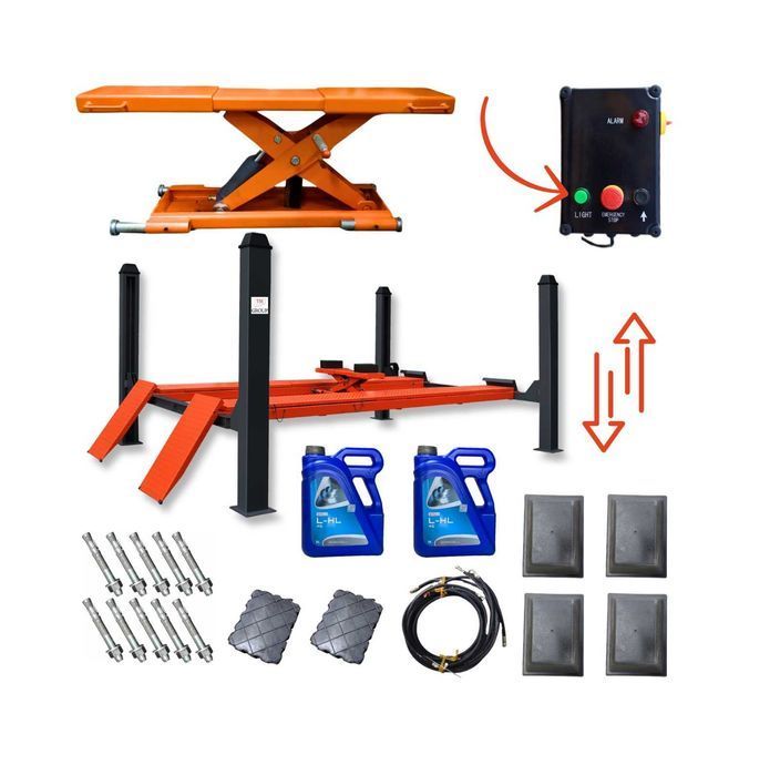 Podnośnik samochodowy warsztatowy czterokolumnowy 4T do geometrii