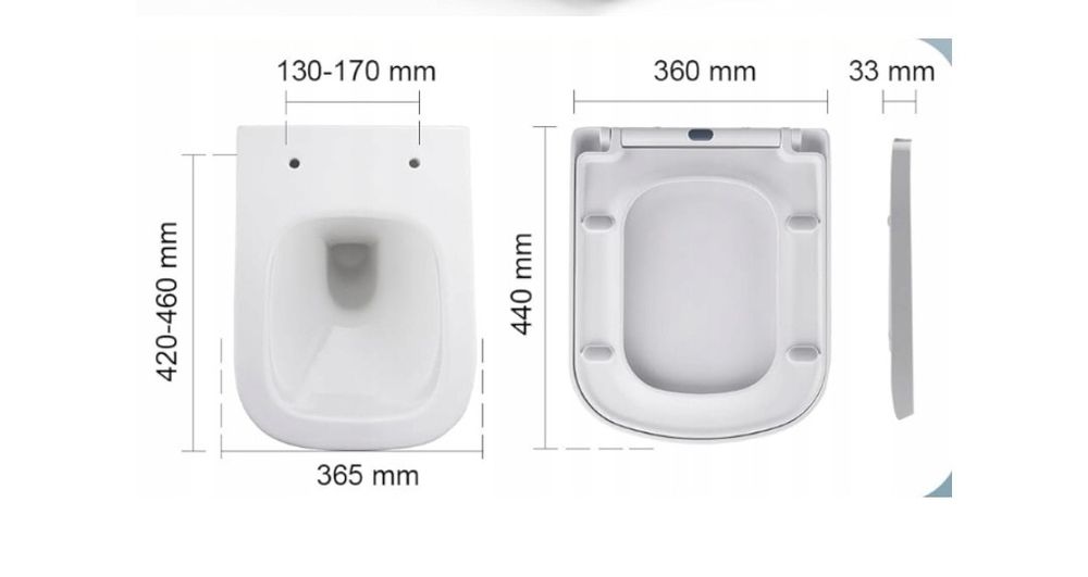 Deska sedesowa WC Meejee biała 430x260 mm, kształt D